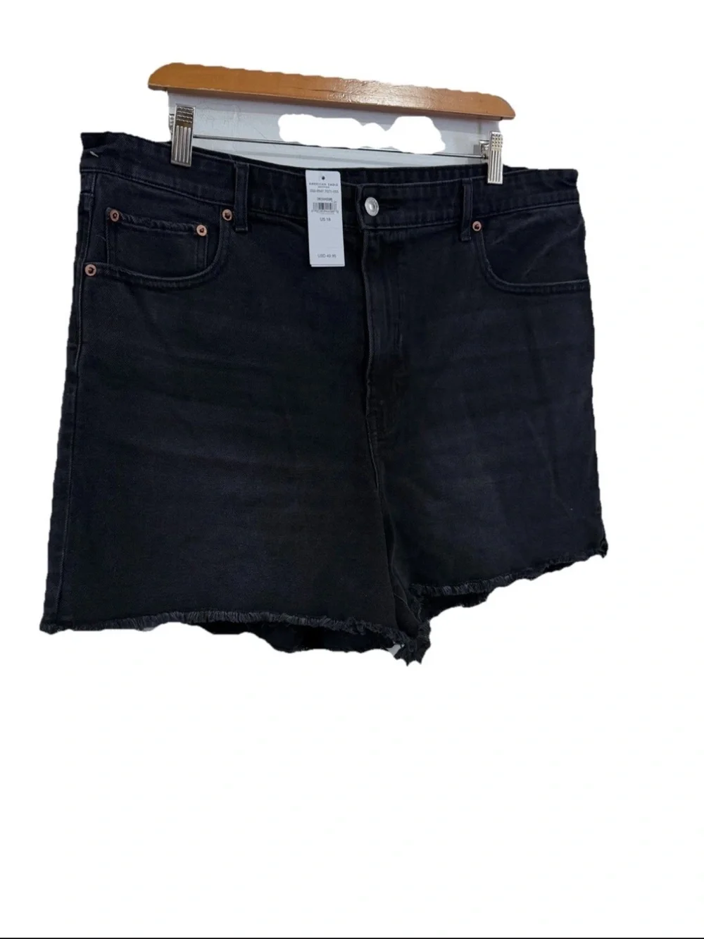 American Eagle Black Highest Rise Mom Short Women's Plus Size 18 NWT
